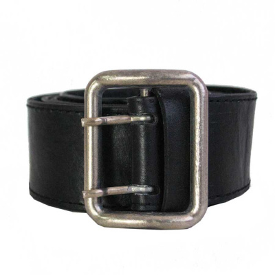 Ремень офицерский кожаный черный стальная бляха