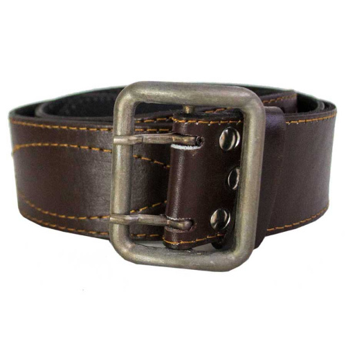 Ремень офицерский кожаный коричневый стальная бляха